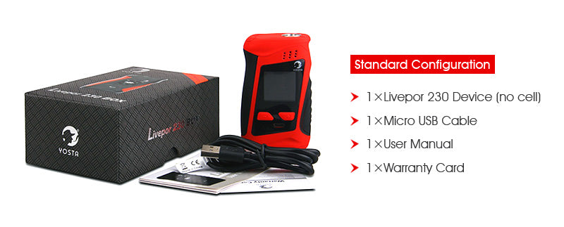 Yosta Livepor TC Box Mod 230W Standard Configuration