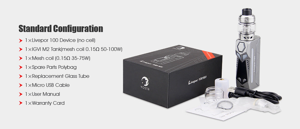 Yosta Livepor TC Box Mod Kit 100W Standard Configuration
